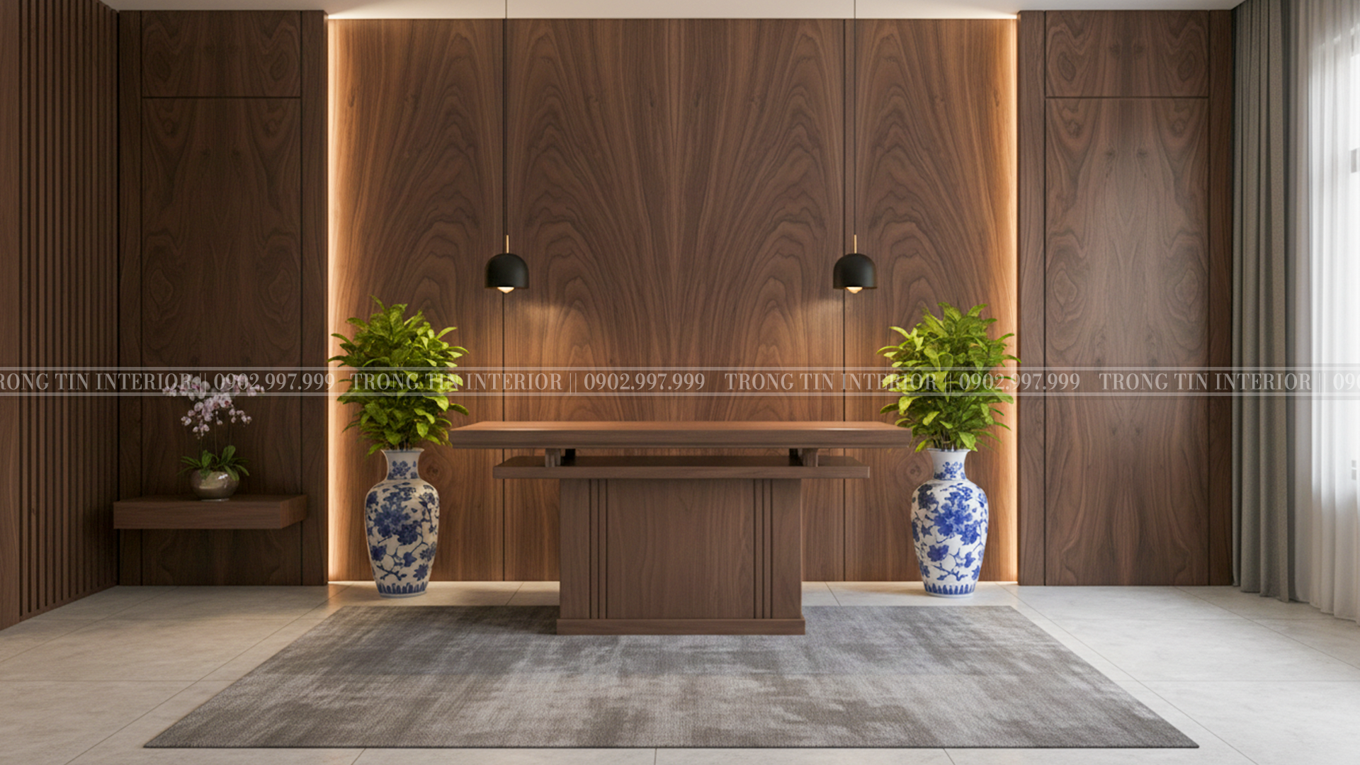 Phòng thờ gỗ óc chó - Trọng Tín Interior