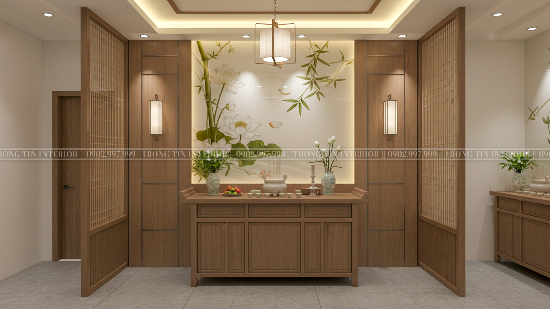 Phòng thờ mang phong cách tối giản - Trọng Tín Interior