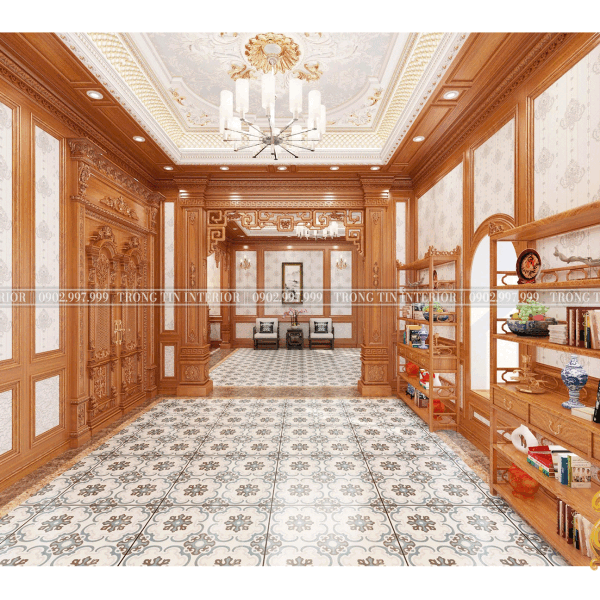 Phòng Khách Gỗ Cổ Điển Mẫu 16