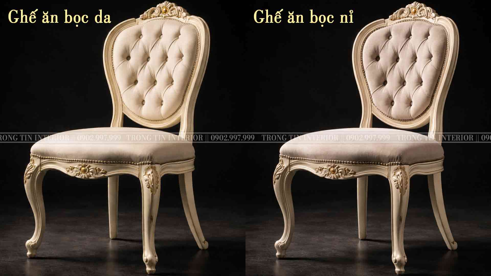 Hình ảnh thể hiện ghế ăn được bọc nỉ và bọc da