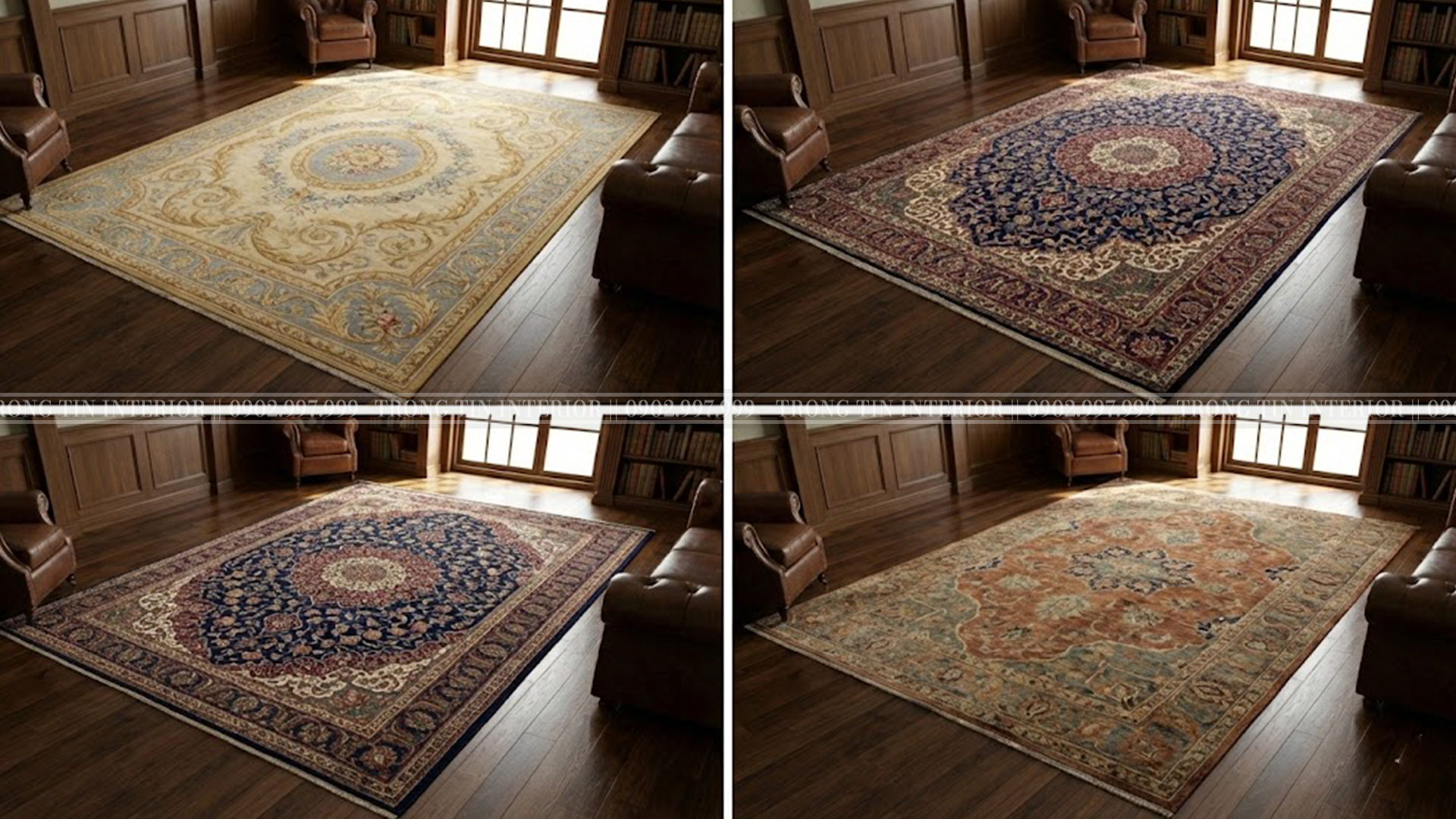 Hình ảnh thảm cổ điển với họa tiết cổ điển thường được sử dụng trong không gian phòng làm việc