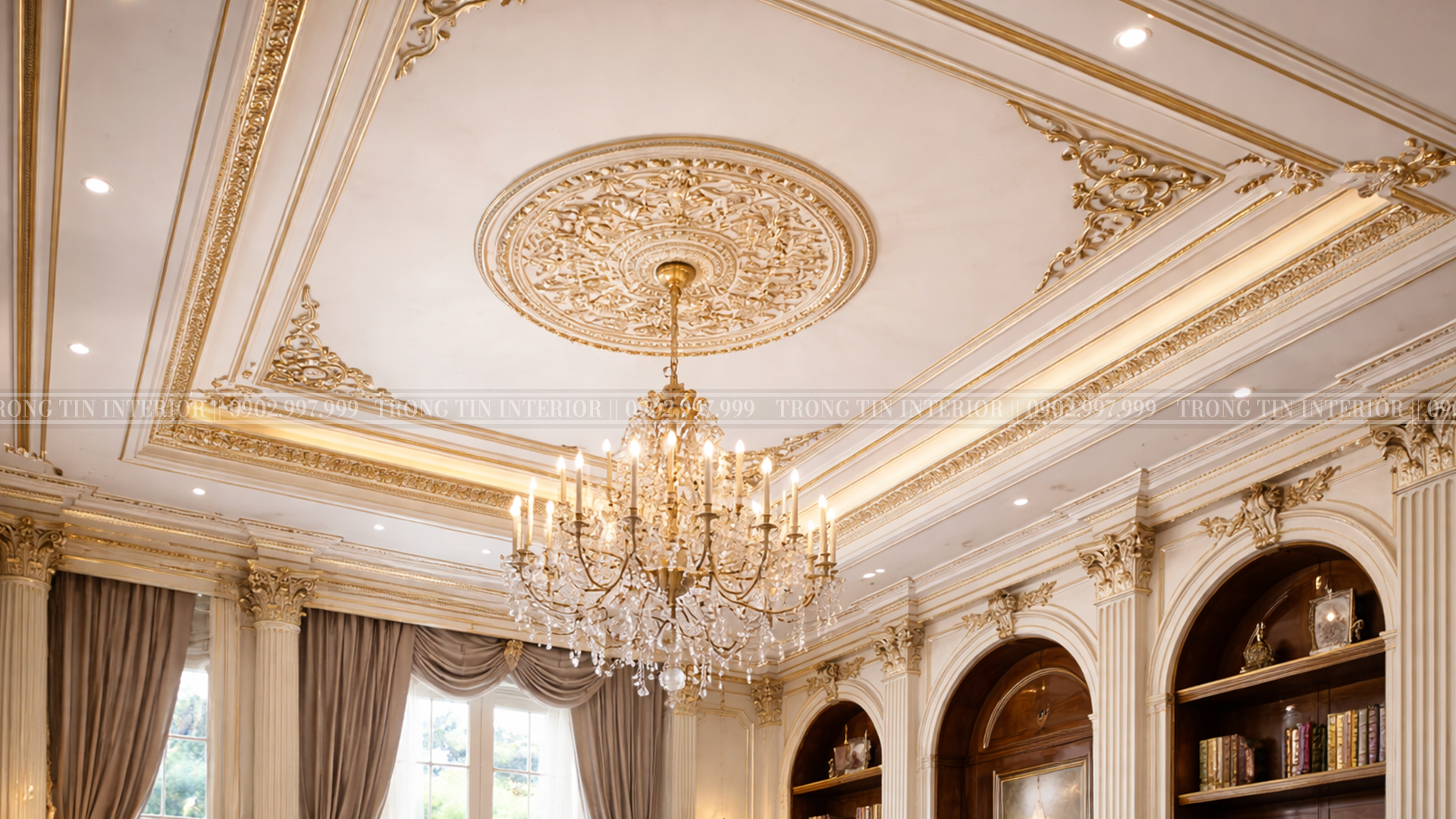 Trần nhà và Phào chỉ không gian phòng làm việc Tân Cổ Điển