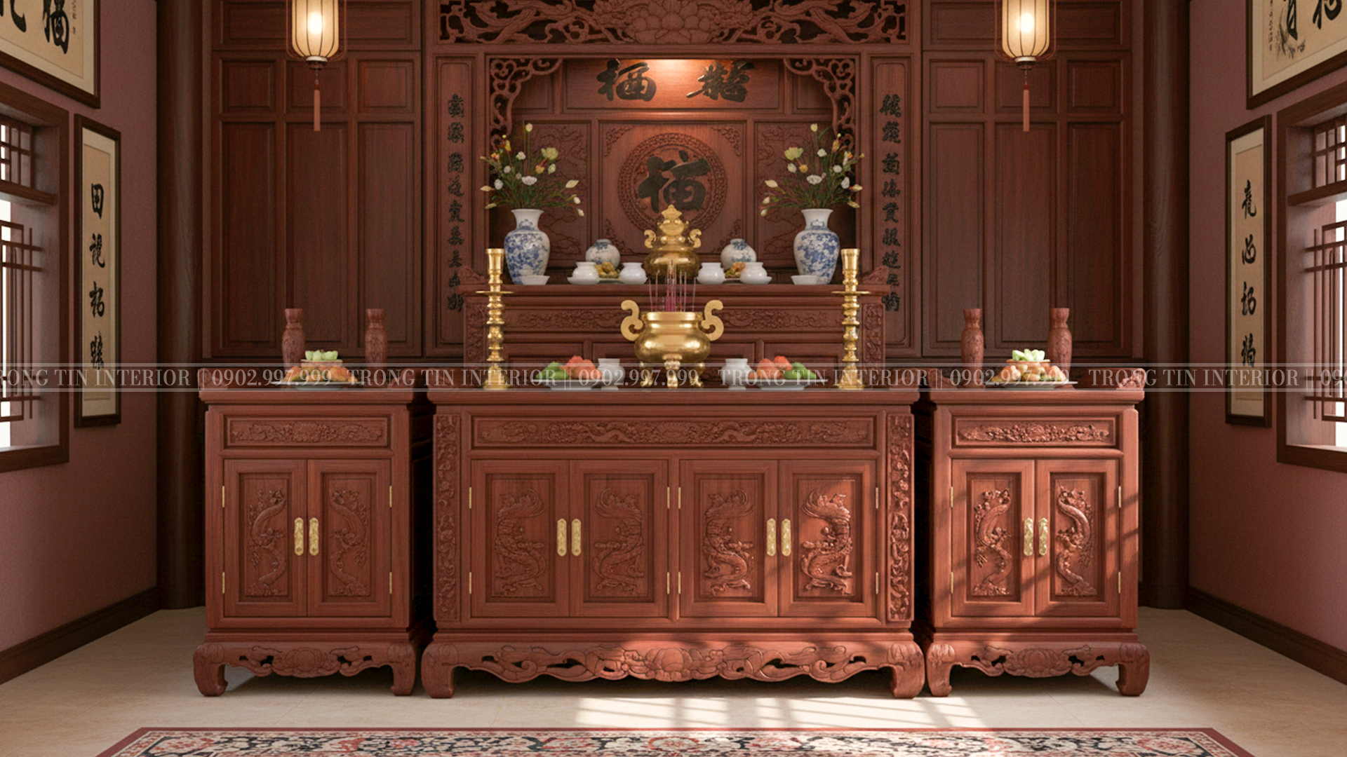 Tủ cơm – tam cấp – bệ thờ