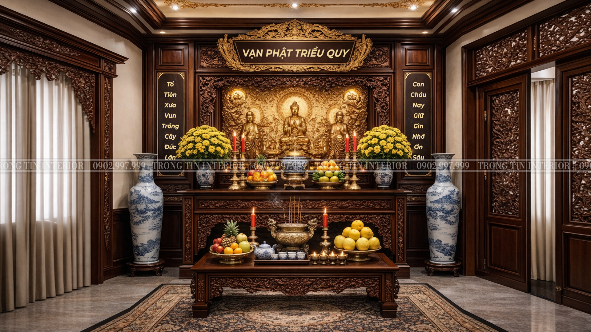 Hình ảnh không gian thờ tượng phong cách cổ điển - Trọng Tín Interior