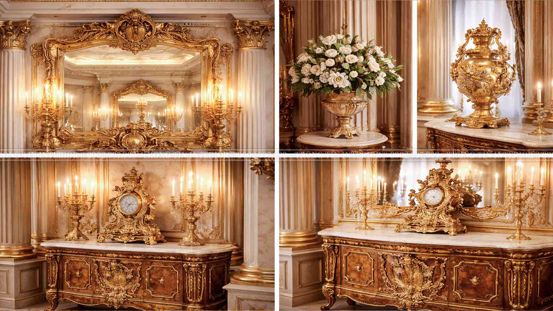 Vật phẩm trang trí trong không gian phòng ăn cổ điển Louis XIV